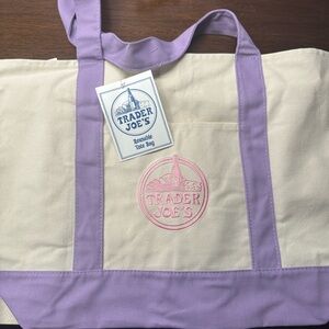 Lavender Trim Canvas Tote Bag